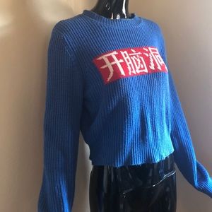 Bold Chinese Cropped Sweater